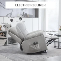 HOMCOM Fotoliu Electric cu 8 Puncte de Masaj, Telecomandă, Suport pentru Picioare și 2 Buzunare, 89x99x103 cm, Gri(m-5)