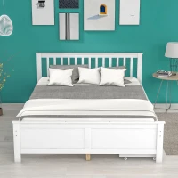 Lit en bois avec tiroirs de rangement, sans matelas, 140x200 cm, Blanc(m-4)