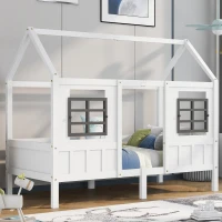 Letto a casetta con finestre, senza materasso，200×90 cm, Bianco(m-5)