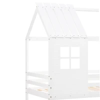 Letto a castello con scala e finestra, letto per bambini con protezione anticaduta e sponde, senza materasso, 200x90 cm, Bianco(m-6)