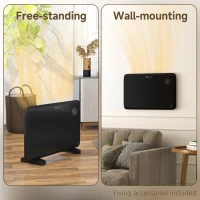 HOMCOM 1.2kW Freestand/On-Wall Electric Convector Heater, with Adjustable Thermostat - Black(m-8)
