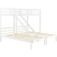 Letto a castello triplo per bambini 6+ anni con scala laterale, 90x200 cm, Bianco(m-2)