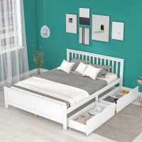 Letto in legno con cassetti per riporre, senza materasso, 140x200 cm, Bianco(m-1)