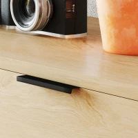 HOMCOM Consolă de Intrare cu 2 Sertare, Masă Consolă din Lemn cu Picioare din Oțel, 100x30x80,5 cm, Lemn Natural(m-9)