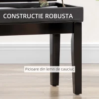 HOMCOM Scaun pentru Pian cu Înălțime Reglabilă și Spațiu de Depozitare, 63x35x46-56 cm, Negru(m-5)