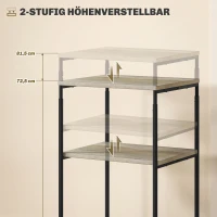 HOMCOM Printerstandaard met 3 niveaus, in hoogte verstelbaar, Mobiele Printertafel op Wielen, voor Thuiswerkplek, Metaal en Hout(m-5)