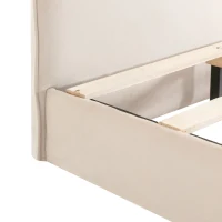 Lit rembourré avec tête de lit en forme de lapin, lit pour enfant avec lattes en bois, sans matelas, 90×200 cm, Beige(m-7)