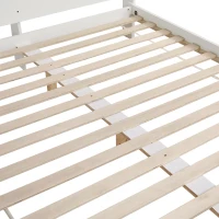 Letto matrimoniale con testiera a contrasto, senza materasso, 160x200 cm, Bianco+naturale(m-7)