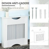 HOMCOM Capac de radiator din MDF alb, cu blat si design anti-inclinare, 78x19x82 cm(m-5)