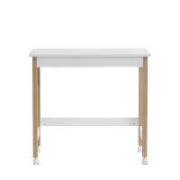 Bureau avec roulettes directionnelles, 80x43,5 cm, Blanc+naturel(m-8)