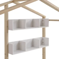 Lit pour enfant en forme de maison avec tiroirs et étagères, sans matelas, 90x200 cm, Blanc(m-6)