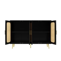 Armoire de rangement latérale en rotin, armoire artisanale, multifonctionnelle, stable et durable,Noir(m-11)