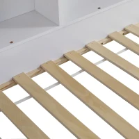 Letto per bambini con quattro scomparti a scaffale e letto estraibile, letto a casetta, 90x200 cm & 90x190 cm, Bianco+naturale(m-7)