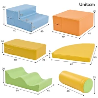 Set de 6 blocuri mari pentru joacă și cățărat, jucărie educativă pentru copii cu scară, Multicolor(m-4)