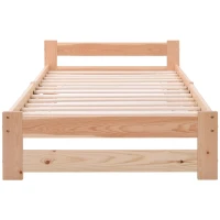 Letto in legno con testiera e rete a doghe, senza materasso, 200x90 cm,naturale(m-10)