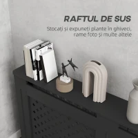 HOMCOM Carcasă pentru Calorifer din Lemn MDF, Carcasă Modernă pentru Calorifer cu Raft, 152x19x82 cm, Negru(m-5)