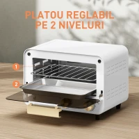 HOMCOM Cuptor Electric cu 2 Înălțimi cu Temporizator și Temperatură Reglabilă, 31,5x27,7x22,7 cm, Alb(m-5)