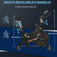 HOMCOM Cyclette da Casa per Allenamento in Acciaio Nero, Cyclette Professionale da Seduti Capacità 120 kg con Supporto per Cellulare, Monitor LCD, Manubrio e Resistenza Regolabile, Volano 10kg(m-6)