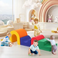 5-en-1 Grands Blocs de Construction en Mousse Douce et Colorée pour Enfants – Jeu Créatif, Imperméable et Facile à Nettoyer, Orange(m-1)