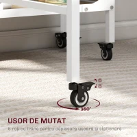 HOMCOM Masă Pliabilă pentru 4-6 Persoane, Masă cu Spațiu Economic, Raft și 6 Roți, 130x80x74 cm, Lemn Natural(m-6)