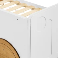 Letto Montessori a Forma di Jeep con Ruote e Sponde Protettive, Letto per Cameretta, Senza Materasso, in Legno e MDF, 90x200 cm, Bianco(m-8)
