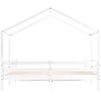 Lit cabane avec 2 tiroirs sur roulettes, sans matelas, 200×90 cm, Blanc(m-11)