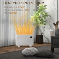 HOMCOM 1200W Electric Convector Heater, Freestanding or Wall Mounted, Space Heater with Adjustable Thermostat, Timer, White(m-4)