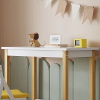 Scrivania con ruote direzionali, 80x43,5 cm, Bianco+naturale(m-5)