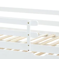 Letto a Casetta Con Letto Estraibile e Ruote, Letto Per Cameretta Senza Materasso, in Legno, 90x200&90x190 cm, Bianco(m-9)