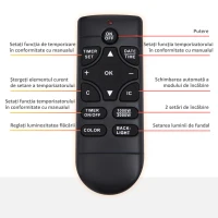 HOMCOM Soba Electrica de Perete sau Sol 2000W cu Flama LED 7 Culori, Negru, 90x56x9.5cm(m-5)