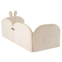 Tête de lit canapé en forme de lapin, lit pour enfant, 3 côtés inclus, sans matelas, 90x200 cm, Beige(m-8)
