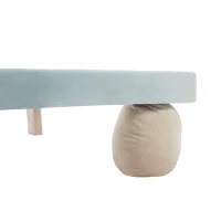 Lit rembourré avec bandes lumineuses multicolores et tête de lit ondulée, sans matelas, 90×200 cm, Bleu+Crème(m-7)