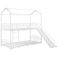 Letto a castello con scala e scivolo, senza materasso, 200x90 cm, Bianco(m-2)