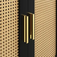 Armadio laterale in rattan, per Cucina, Soggiorno, Nero(m-7)