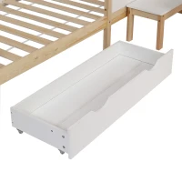 Lit pour enfant en forme de maison avec tiroirs et étagères, sans matelas, 90x200 cm, Blanc(m-8)