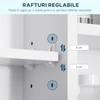 Kleankin Dulap Oglinda pentru Baie – Alb cu Rafturi(m-7)
