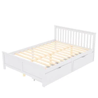 Lit en bois avec tiroirs de rangement, sans matelas, 140x200 cm, Blanc(m-6)