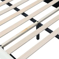 Lit rembourré avec tête de lit ondulée et bande LED, lit pour enfants avec lattes en bois, sans matelas, 90×200 cm, Blanc(m-7)