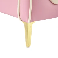 Letto Imbottito con Testiera a Forma di Coniglio e Striscia LED, Letto per Cameretta Senza Materasso, in Pelle PU e MDF, 140x200 cm, Bianco e Rosa(m-12)