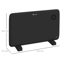 HOMCOM 1.2kW Freestand/On-Wall Electric Convector Heater, with Adjustable Thermostat - Black(m-3)
