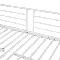 Lit superposé avec escalier et toboggan, cadre en métal, sans matelas, 200x90 cm, Blanc(m-7)