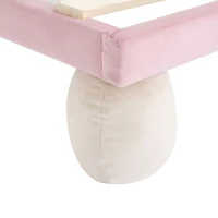 Letto Imbottito con Striscia LED Multicolore, Testiera Ondulata e Gambe Imbottite, Senza Materasso, in Velluto, 90×200 cm, Bianco e Rosa(m-12)