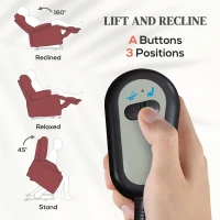 HOMCOM Fotoliu Electric cu Ridicare Rabatabil până la 160° și Telecomandă, din Imitație de Piele, 76x90x105 cm, Roșu(m-4)