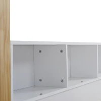 Letto per bambini con quattro scomparti a scaffale e letto estraibile, letto a casetta, 90x200 cm & 90x190 cm, Bianco+naturale(m-6)