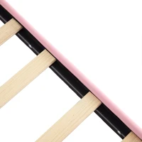 Letto Imbottito con Striscia LED e Doghe in Legno, Letto con Testiera, Rivestimento in Pelle PU, Senza Materasso, 140×200 cm, Bianco e Rosa(m-10)