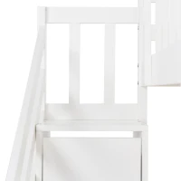 Lit superposé avec escalier et toboggan, lit pour enfants avec 2 tiroirs, sans matelas, 90x200 cm, Blanc(m-6)