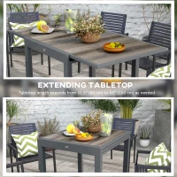 Outsunny Extending Garden Table, Outdoor Dining Table for 6, Aluminium Frame Rectangular Patio Table with Plastic Board Tabletop,80/160L x 80W x 75H cm, Grey(m-4)
