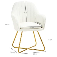HOMCOM Set of Two Sherpa Fleece Dining Chairs - Cream(m-3)