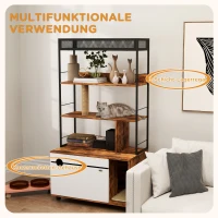 PawHut Kattenbak met 3-Niveau's Opbergrek en Krabpaal, Gesloten Kattenbak, 80 x 48 x 152 cm, Bruin(m-4)