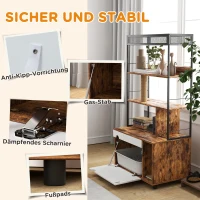 PawHut Kattenbak met 3-Niveau's Opbergrek en Krabpaal, Gesloten Kattenbak, 80 x 48 x 152 cm, Bruin(m-6)